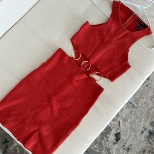 Forever 21 coral body cone dress,S